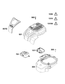 Blower Housing Group Diagram and Parts List for 92J0B-0006-H1  Briggs and Stratton Engine